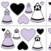 Princess Black, White and Purple Collection Wall Decal Stickers