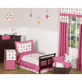 Owl Pink Collection 5pc Toddler Bedding Set