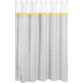 Zig Zag Yellow and Gray Collection Shower Curtain