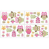 Owl Pink Collection Wall Decal Stickers
