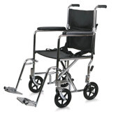 Steel Transport Wheelchair - Permanent Full-Length Arms