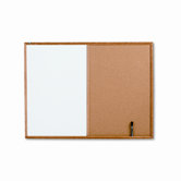 Combo Bulletin Dry-Erase Board in White with Oak Frame