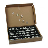 Plastic Helvetica Characters for Grooved Felt Boards in White