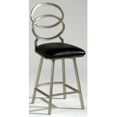 Nickel Plated Memory Return Swivel Barstool in Black