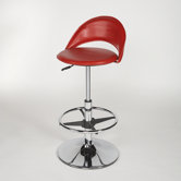 Adjustable Swivel Stool with Round Seat in Red