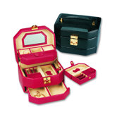 Lizard Grain Ladies Calf Jewelry Box in Red