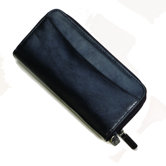 Distressed Leather Double Zip Organizer Wallet