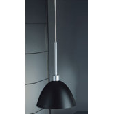 Willy One Light Pendant in Metallic Gray with Black Glass