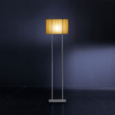Blissy Floor Lamp in Grey Metal Finish with Amber Pleated Shade