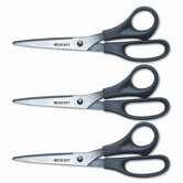 Three Pack Value Pack Scissors, 8in, Black