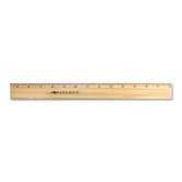 Office Ruler, w/ Brass Edge, 18" Long, Wood, Natural