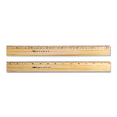 Wood Ruler,Scaled in 16ths/Metric,Double Brass Edge,18" L