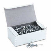 Aluminum Head Push Pins, Steel 5/8" Point, Silver, 100 per Box