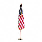 Indoor 3' X 5' U.S. Flag, 8 Ft. Oak Staff, 2" Gold Fringe, 7" Goldtone Eagle Top