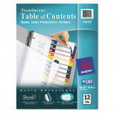 Ready Index Table/Contents Dividers, 12-Tab, Letter, Assorted, 12 per Set