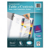 Ready Index Table/Contents Dividers, 15-Tab, Letter, Assorted, 15 per Set