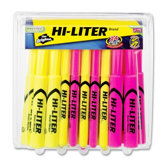 Highlighters, Chisel Point, Fluorescent Yellow/Pink, 24-Pack