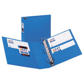 3-Ring EZD Binder W/Label Holder, 3"Cap, 8-1/2"x11", Blue