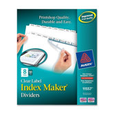 Prepunched Index Maker Dividers w/ Tabs, Laser, Punched, 8-Tabs, 50/BX, White