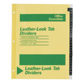 Printed Leather Tab Index Dividers, 26-Tab, A-Z, Black, 26/Set