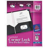 Two Pocket Folder, Corner Tabs, Business Card holder, Blue