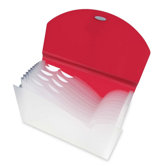 13-Pocket Expanding File w/ Designer V-cut, 13-Pckts, Holds 350 Sheets, Pink/Clear