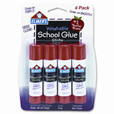 Washable School Glue Sticks, Disappearing, 4/Pack