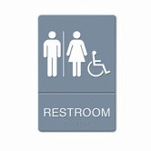 ADA Restroom Sign, Wheelchair Accessible Tactile Symbol, Molded Plastic, 6 x 9
