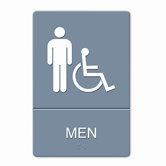 ADA Restroom Sign, Men Wheelchair Accessible Symbol, Molded Plastic, 6 x 9