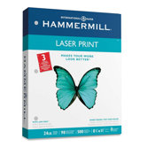 Laser Print Office Paper, 3-Hole Punch, 98 Brightness, 24Lb, Ltr, 500/Rm