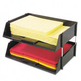 Industrial Stacking Tray Set, Two-Tier, Plastic, Black