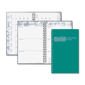 Wirebound Leatherette Weekly Planner, 13 Mos, 5"x8", Green, 2013