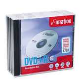 DVD+R Discs with Jewel Cases, 5/Pack