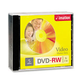 DVD-RW Discs with Jewel Cases, 5/Pack