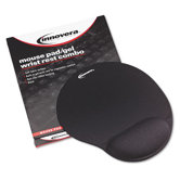 Mouse Pad with Gel Wrist Pad, Nonskid Base, 10-3/8 X 8-7/8
