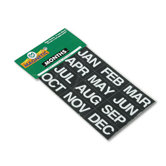 Magnetic Board Characters, Months of The Year, 2w x 1h, White On Black, 12/set
