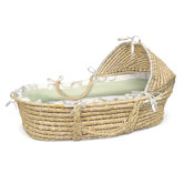 Hooded Moses Basket with Gingham Bedding