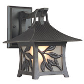 Mandalay Hanging Outdoor Wall Lantern with Leaf Detail in Antique Bronze
