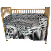 Tadpoles Damask Crib Bedding Set in Black / White