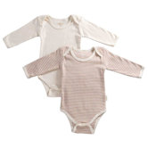 Tadpoles Organic Cotton 2 Piece Pinstripe and Solid Romper Set in Cocoa