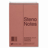 Standard Spiral Steno Book, Gregg Rule, 6 x 9, Green, 60 Sheets/pad