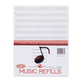 Music Refill Paper, 3-Hole, 11"x8-1/2", 20Sheets per Pack, White