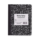 Composition Book, College Ruled, 100 Sh, 9-3/4"x7-1/2", Black Cover