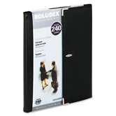 Faux Leather Business Card Book Holds 240 2-1/4 x 4 Cards, Black/Silver