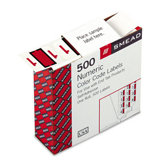 Single Digit End Tab Labels In Dispenser Box, Number 1, Red/WE, 500/Roll