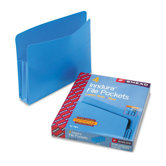 3 1/2" Expansion Drop Front File Pockets, Straight Tab, Poly, Letter, Blue, 4/Bx