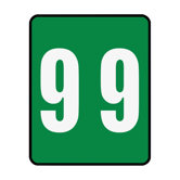 Color Coded Numeric Labels, 1-1/2"x1-7/8", 9, Green