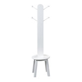 White Finish Clothes Tree with Stool