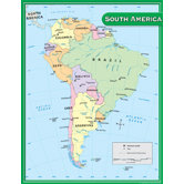 South America Map Chart 17x22