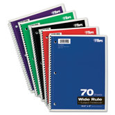 Wirebound 1-Subject Notebook, Wide Rule, 70 Sheets/Pad